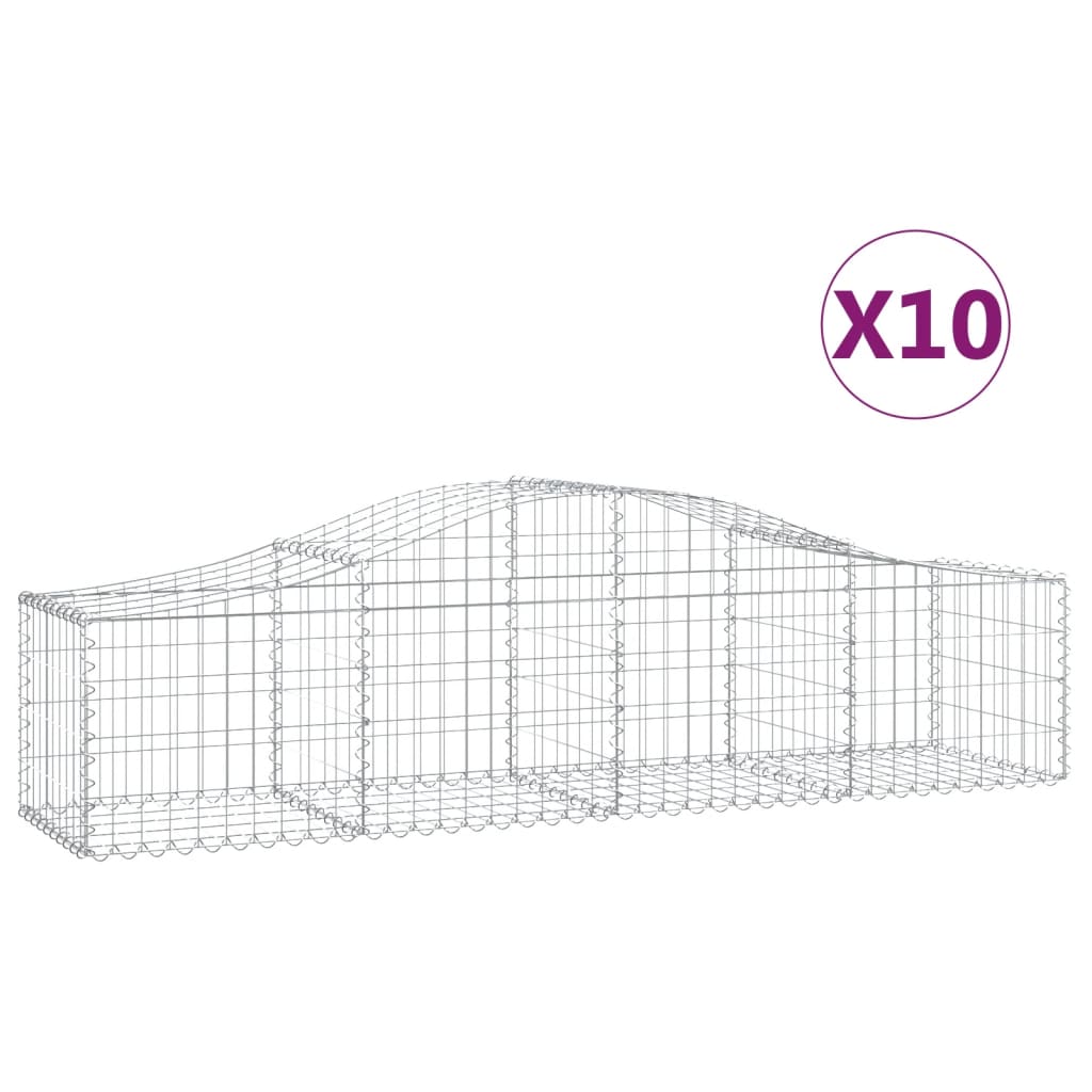 Coșuri gabion arcuite 10 buc, 200x50x40/60 cm, fier galvanizat