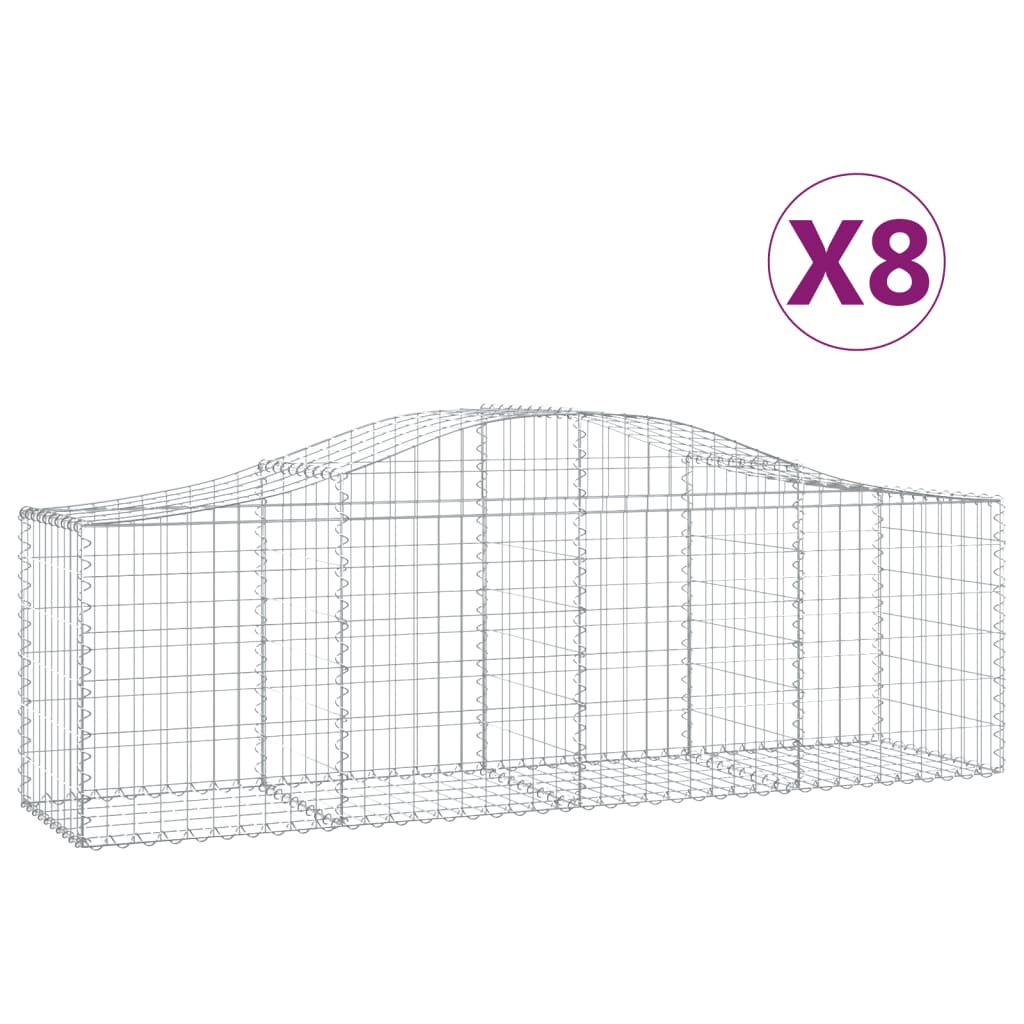 Coșuri gabion arcuite 8 buc, 200x50x60/80 cm, fier galvanizat