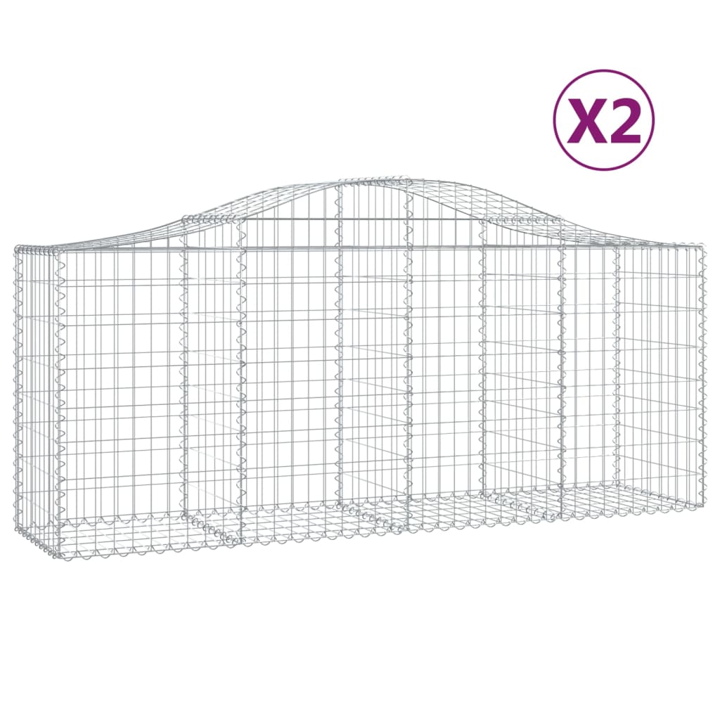 Coșuri gabion arcuite 2 buc, 200x50x80/100 cm, fier galvanizat