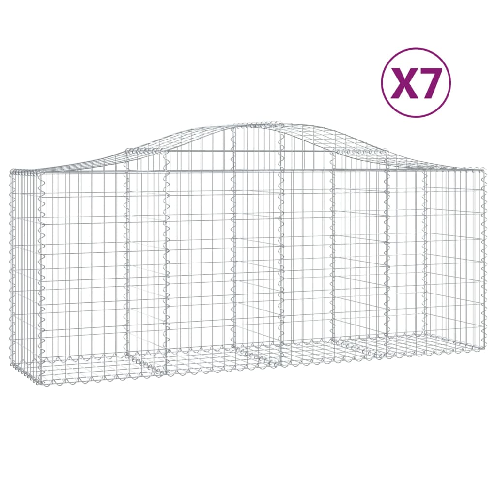 Coșuri gabion arcuite 7 buc, 200x50x80/100 cm, fier galvanizat