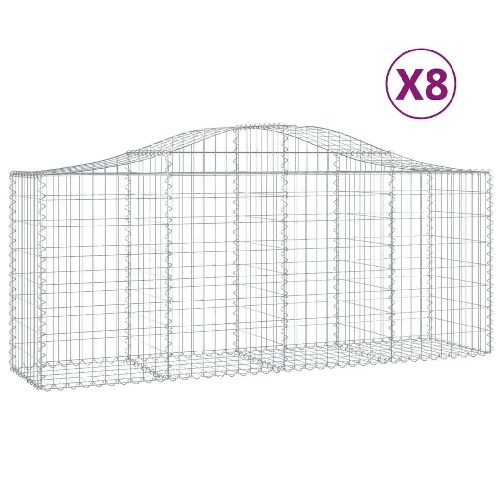 Coșuri gabion arcuite 8 buc, 200x50x80/100 cm, fier galvanizat