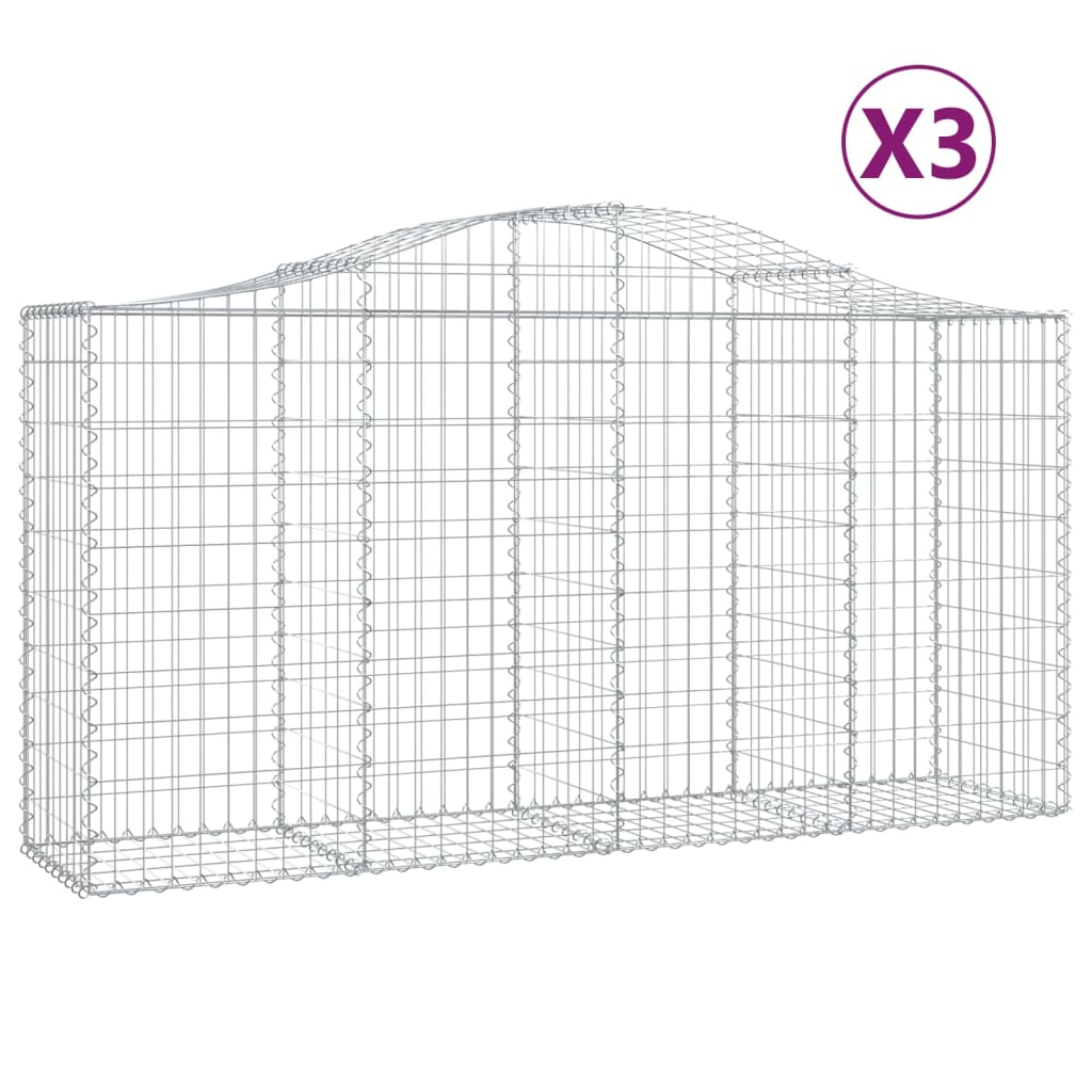 Coșuri gabion arcuite 3 buc, 200x50x100/120 cm fier galvanizat