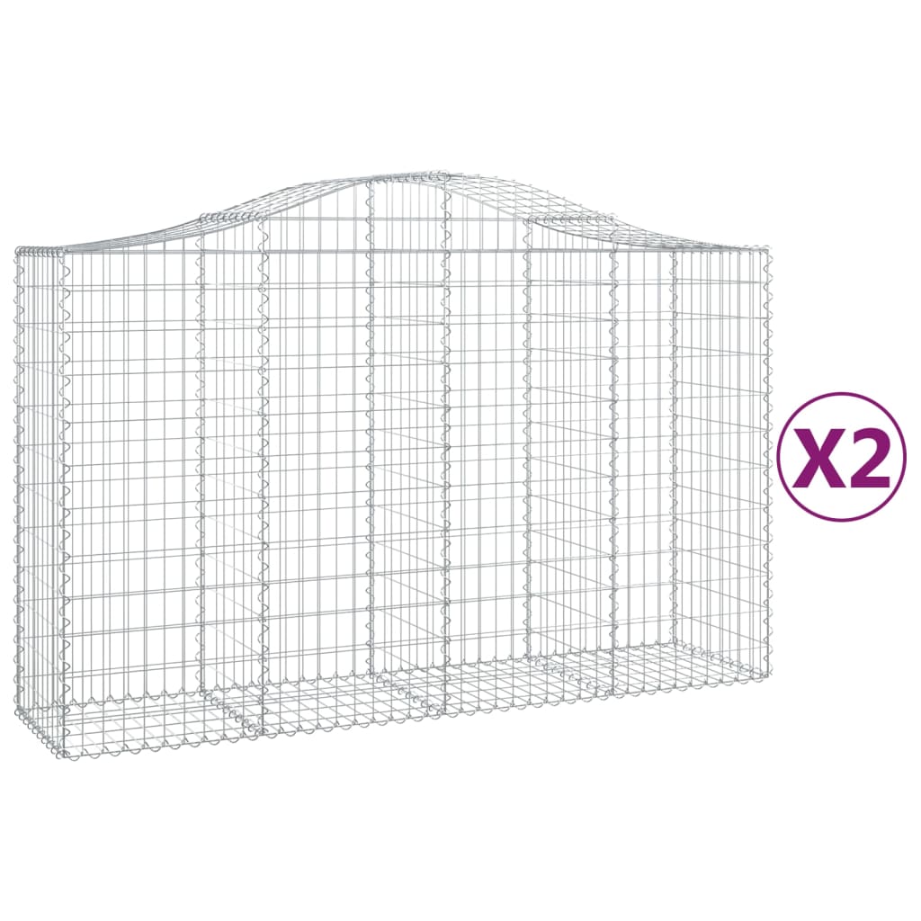 Coșuri gabion arcuite 2 buc, 200x50x120/140 cm, fier galvanizat