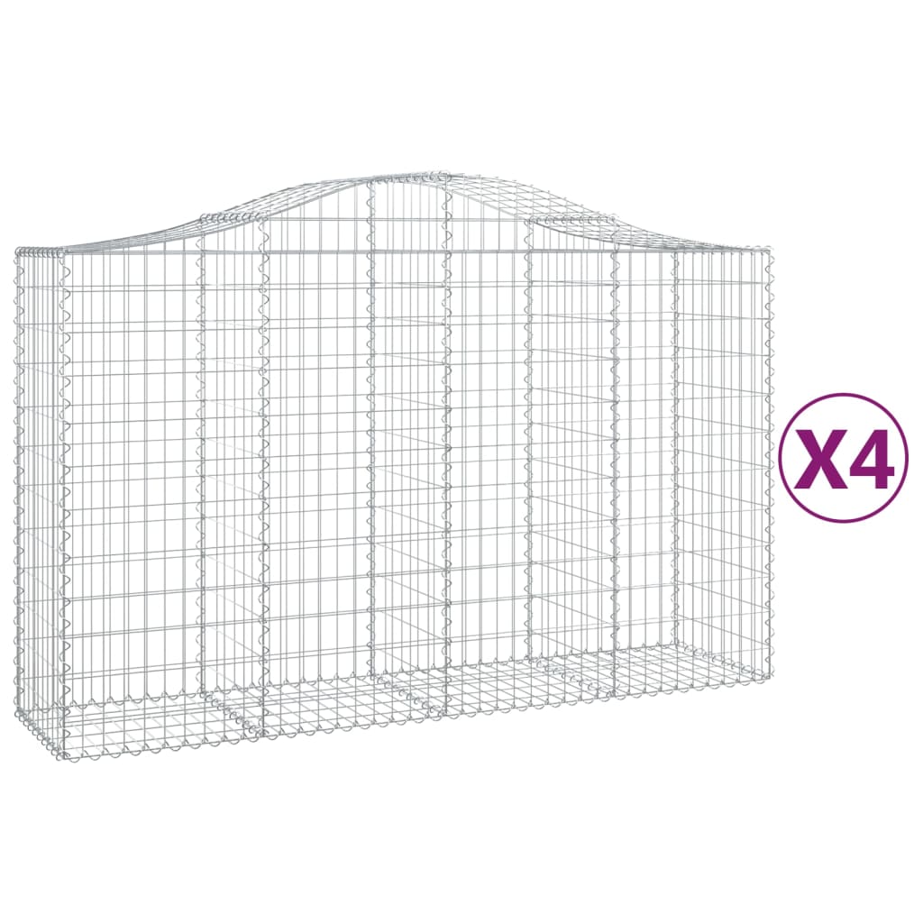 Coșuri gabion arcuite 4 buc, 200x50x120/140 cm, fier galvanizat