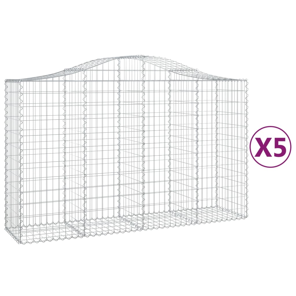 Coșuri gabion arcuite 5 buc, 200x50x120/140 cm, fier galvanizat