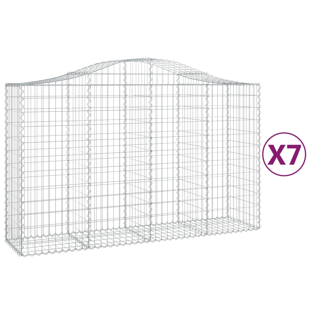 Coșuri gabion arcuite 7 buc, 200x50x120/140 cm, fier galvanizat