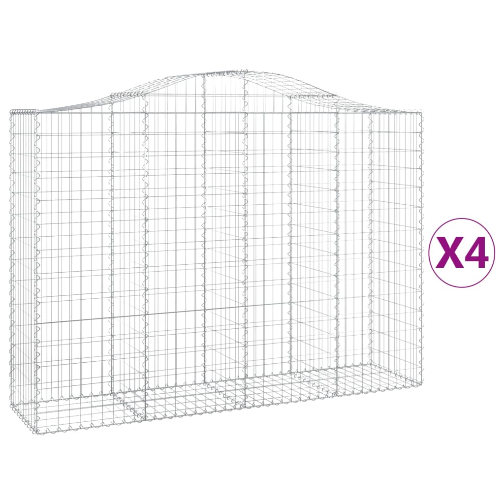 Coșuri gabion arcuite 4 buc, 200x50x140/160 cm, fier galvanizat