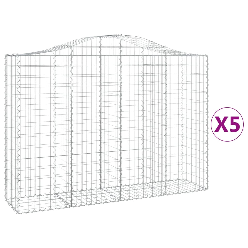 Coșuri gabion arcuite 5 buc, 200x50x140/160 cm, fier galvanizat