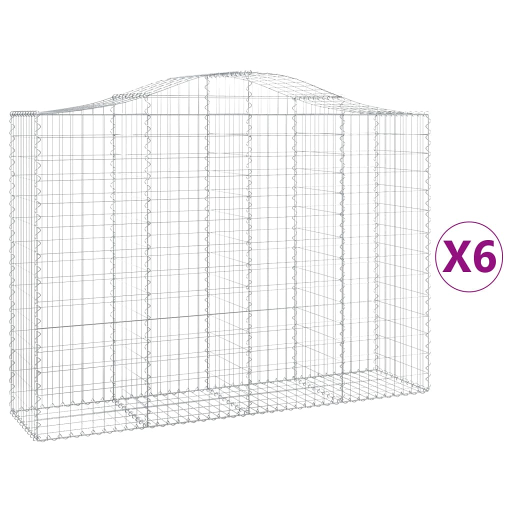 Coșuri gabion arcuite 6 buc, 200x50x140/160 cm, fier galvanizat