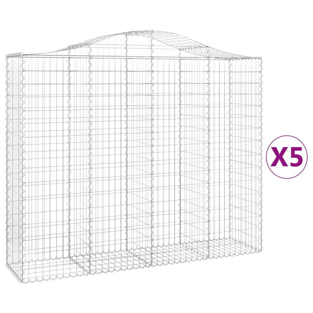 Coșuri gabion arcuite 5 buc, 200x50x160/180 cm, fier galvanizat