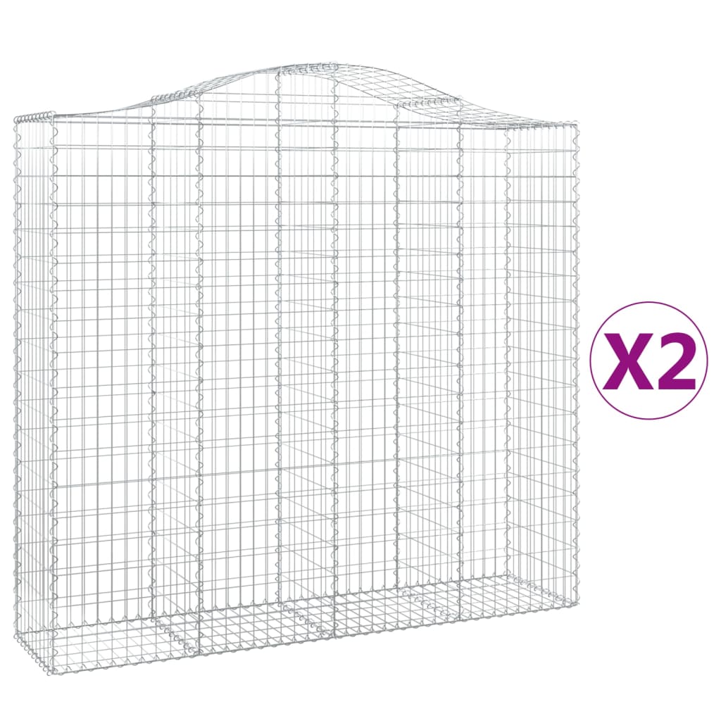 Coșuri gabion arcuite 2 buc, 200x50x180/200 cm, fier galvanizat