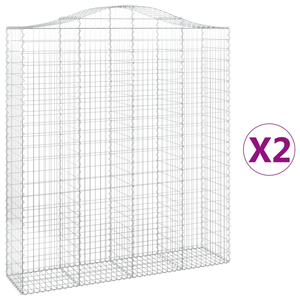 Coșuri gabion arcuite, 2 buc, 200x50x220/240cm, fier galvanizat