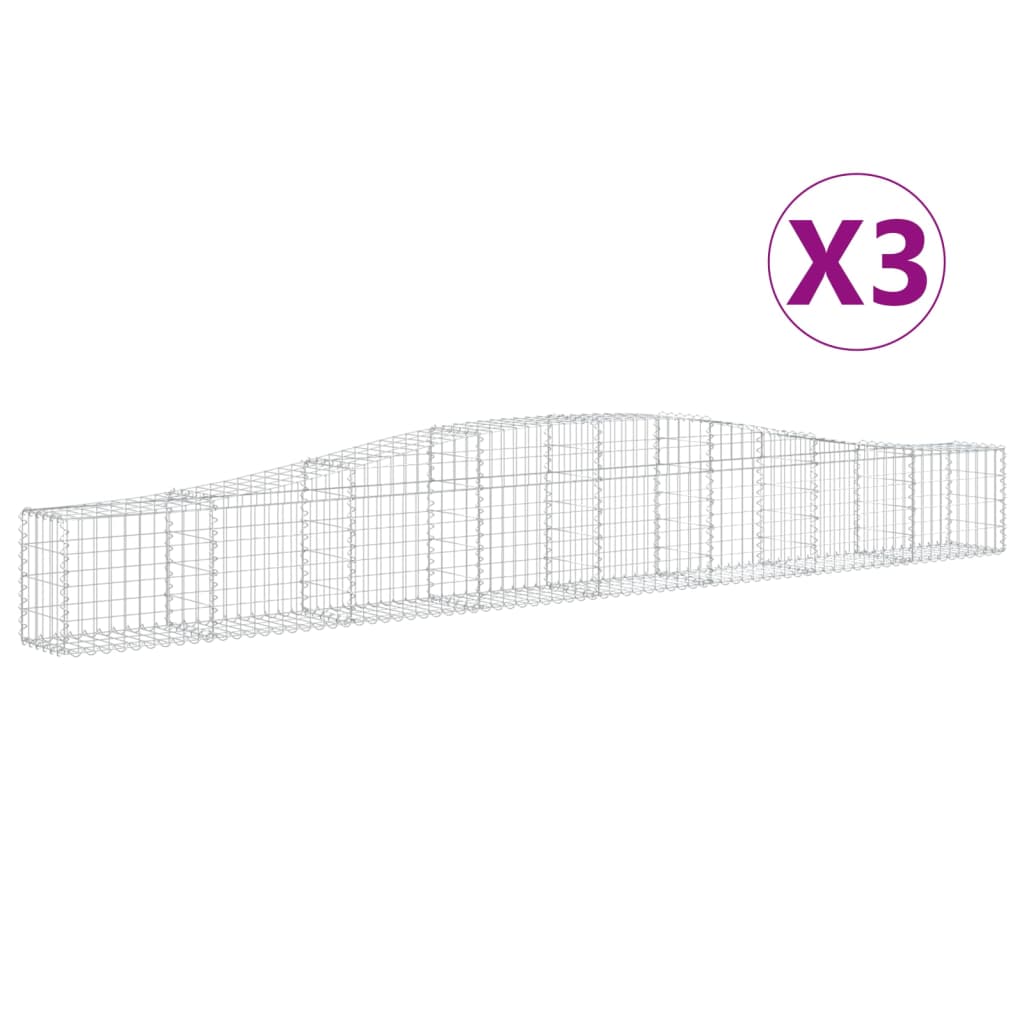 Coșuri gabion arcuite 3 buc, 400x30x40/60 cm, fier galvanizat