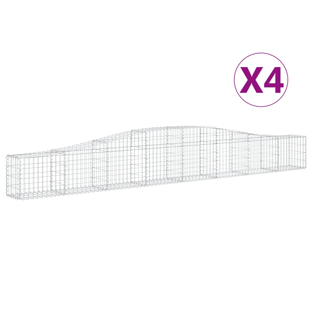 Coșuri gabion arcuite 4 buc, 400x30x40/60 cm, fier galvanizat