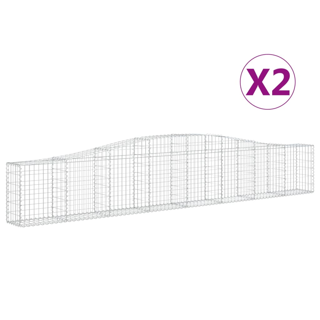 Coșuri gabion arcuite 2 buc, 400x30x60/80 cm, fier galvanizat