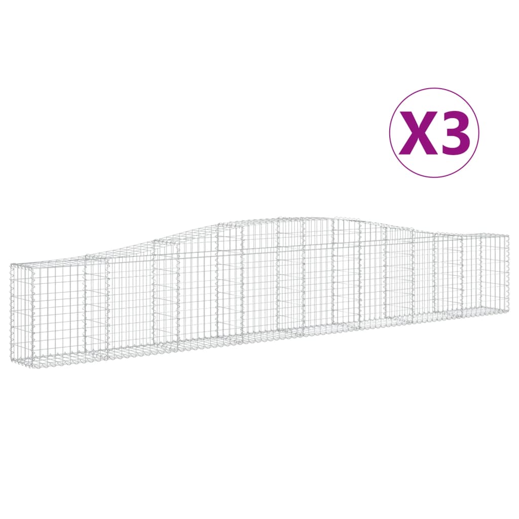 Coșuri gabion arcuite 3 buc, 400x30x60/80 cm, fier galvanizat