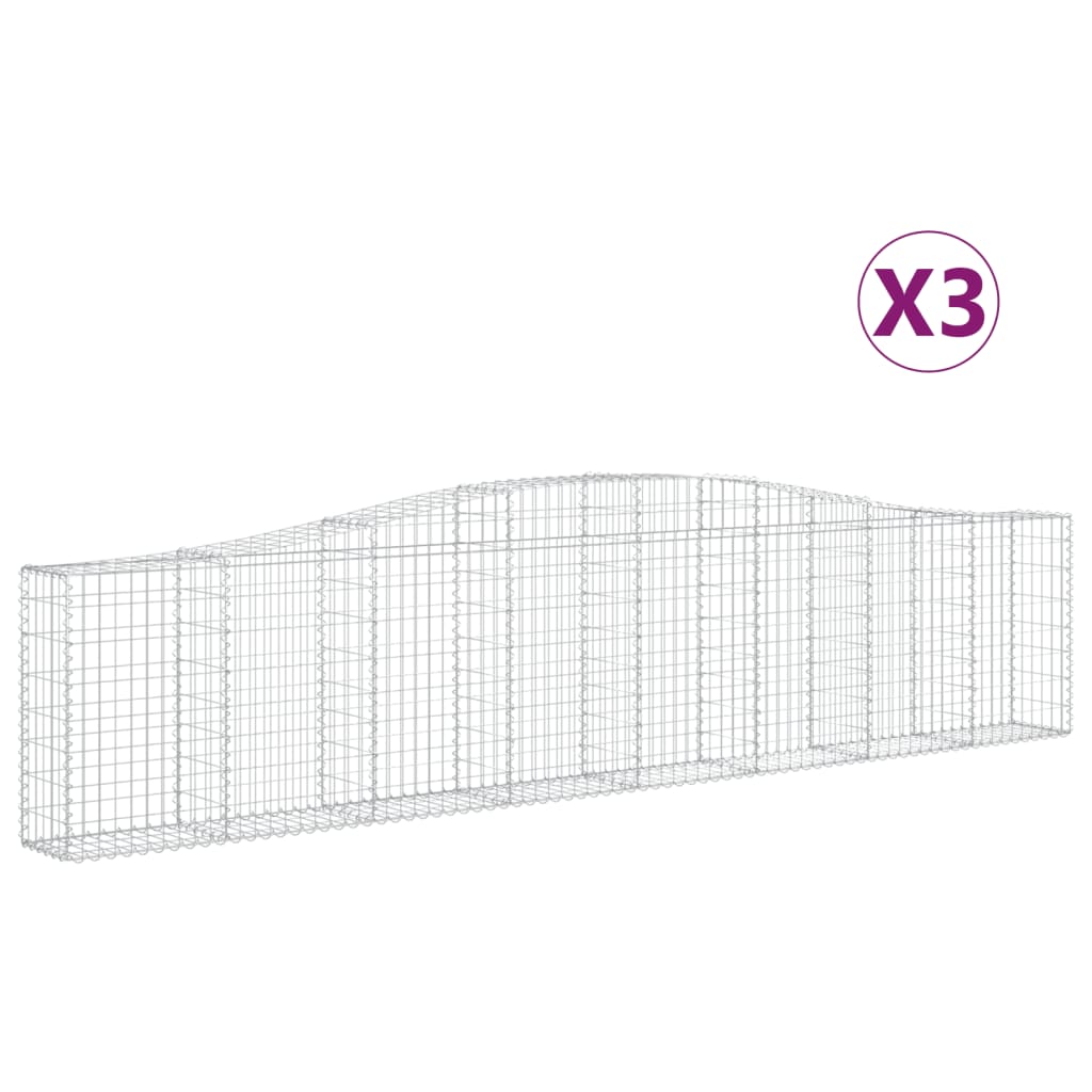 Coșuri gabion arcuite 3 buc, 400x30x80/100 cm, fier galvanizat