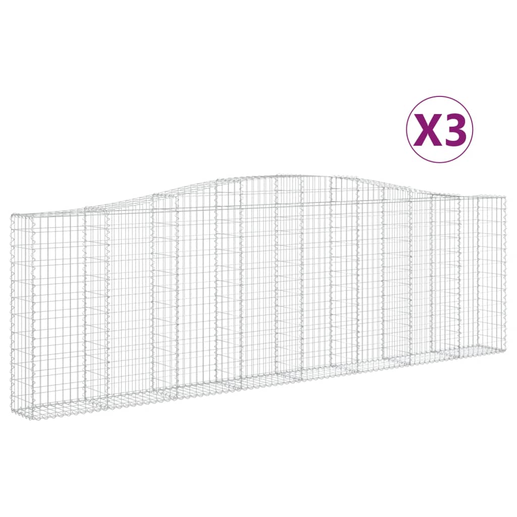 Coșuri gabion arcuite 3 buc. 400x30x120/140cm fier galvanizat