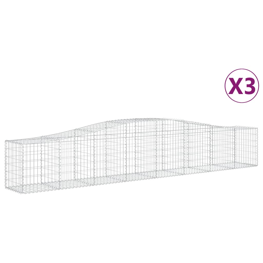 Coșuri gabion arcuite 3 buc, 400x50x60/80 cm, fier galvanizat