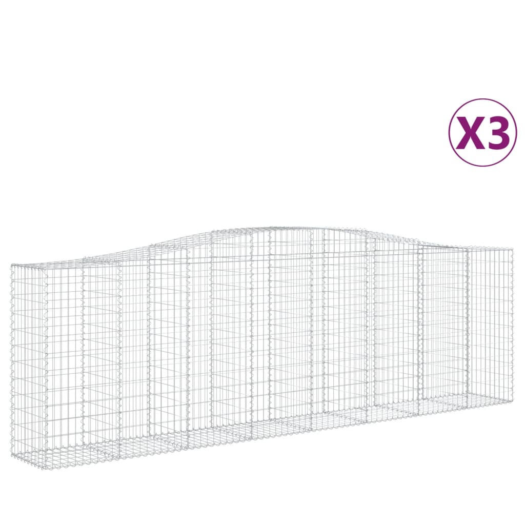 Coșuri gabion arcuite 3 buc, 400x50x120/140 cm, fier galvanizat