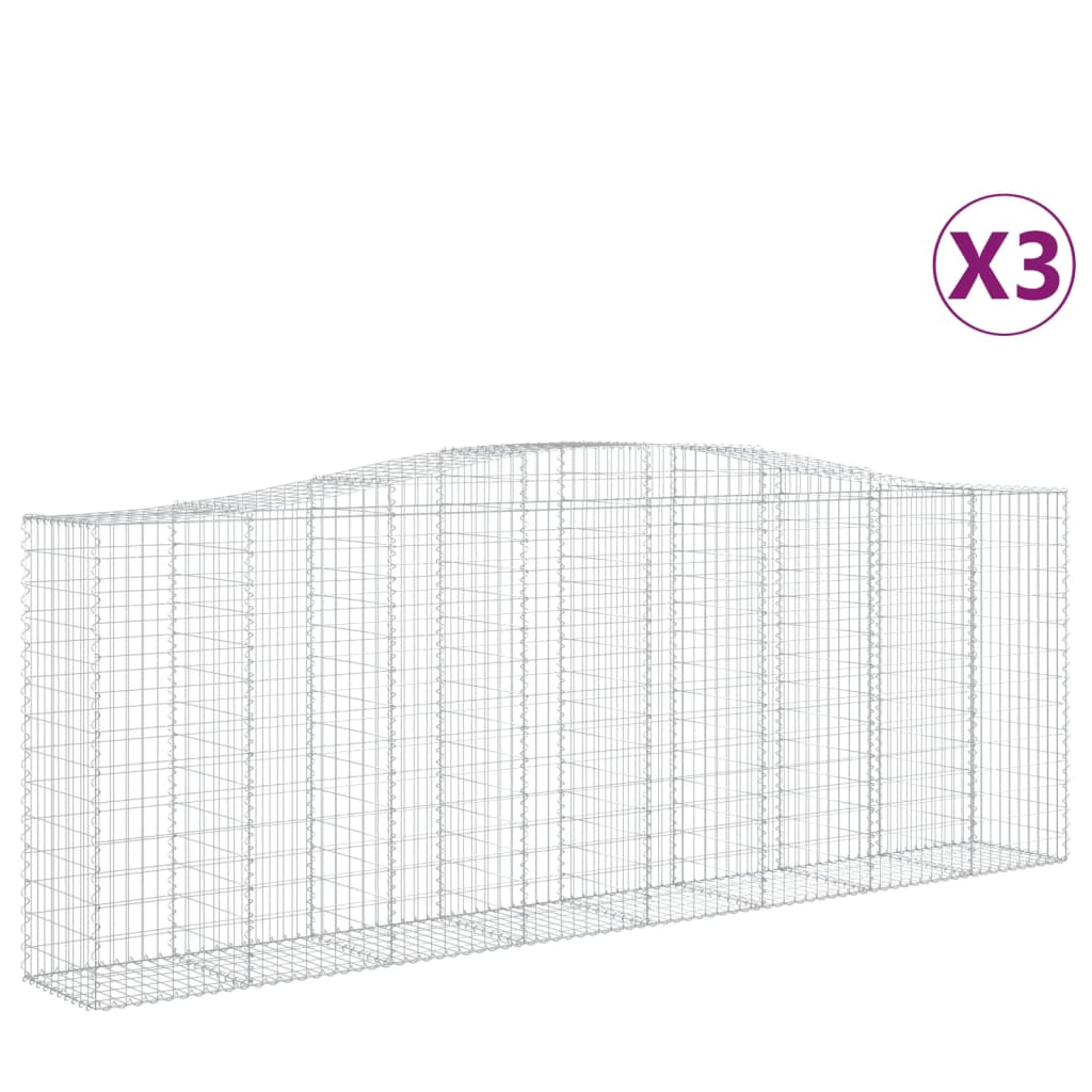 Coșuri gabion arcuite 3 buc, 400x50x140/160 cm, fier galvanizat