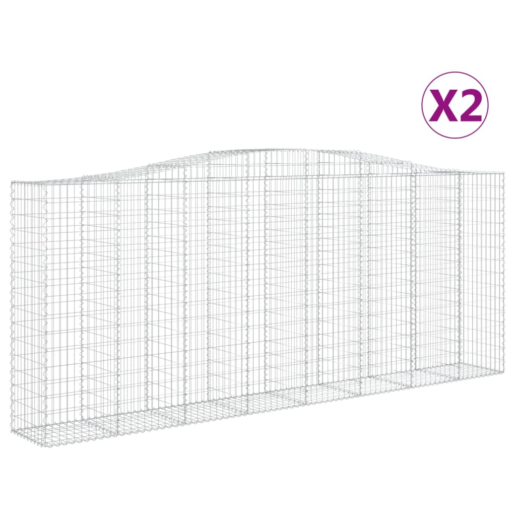 Coșuri gabion arcuite 2 buc. 400x50x160/180 cm, fier galvanizat