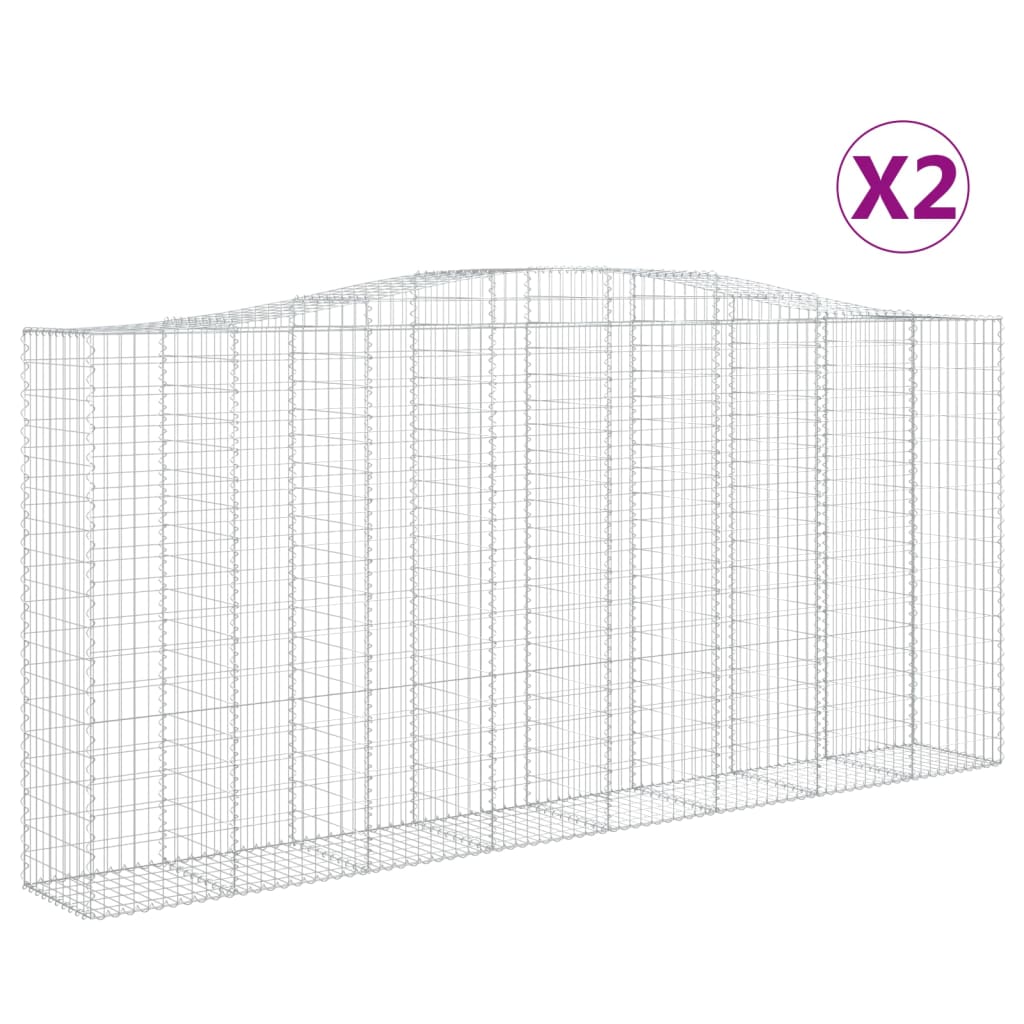 Coșuri gabion arcuite 2 buc, 400x50x180/200 cm, fier galvanizat