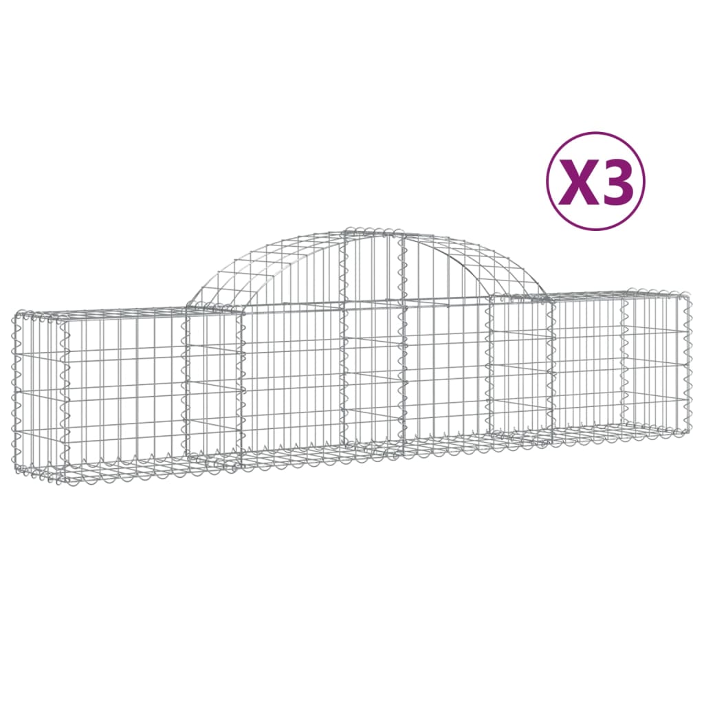 Coșuri gabion arcuite 3 buc, 200x30x40/60 cm, fier galvanizat