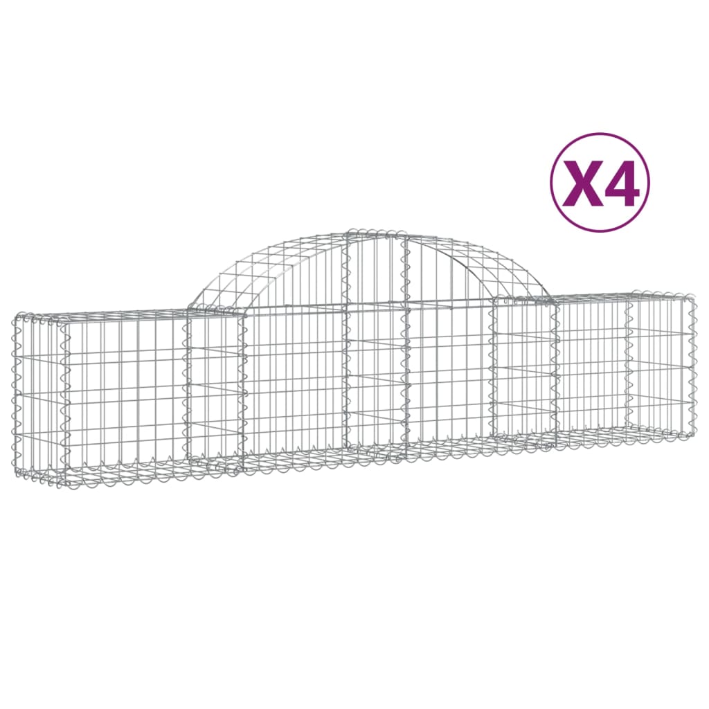 Coșuri gabion arcuite 4 buc, 200x30x40/60 cm, fier galvanizat