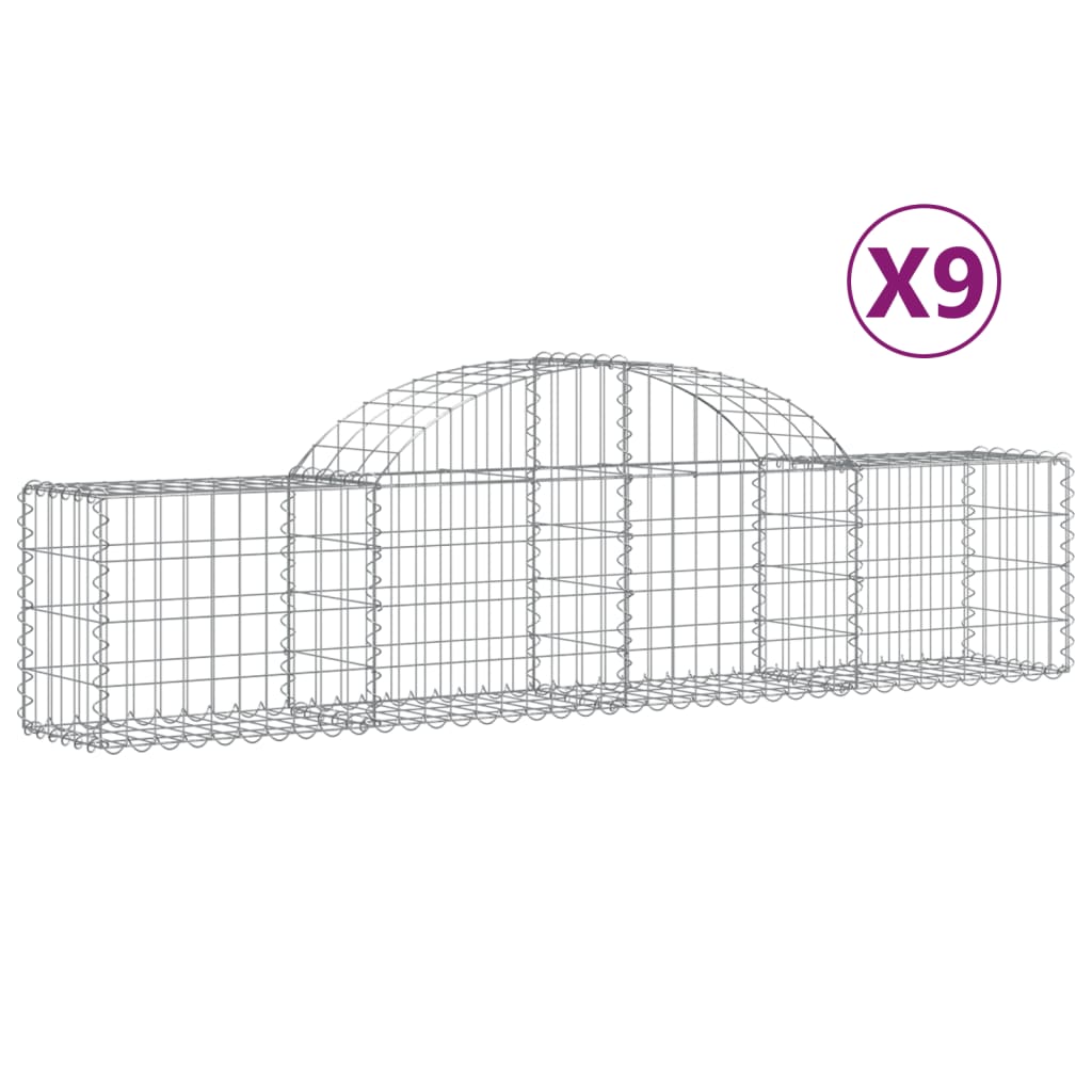 Coșuri gabion arcuite 9 buc, 200x30x40/60 cm, fier galvanizat