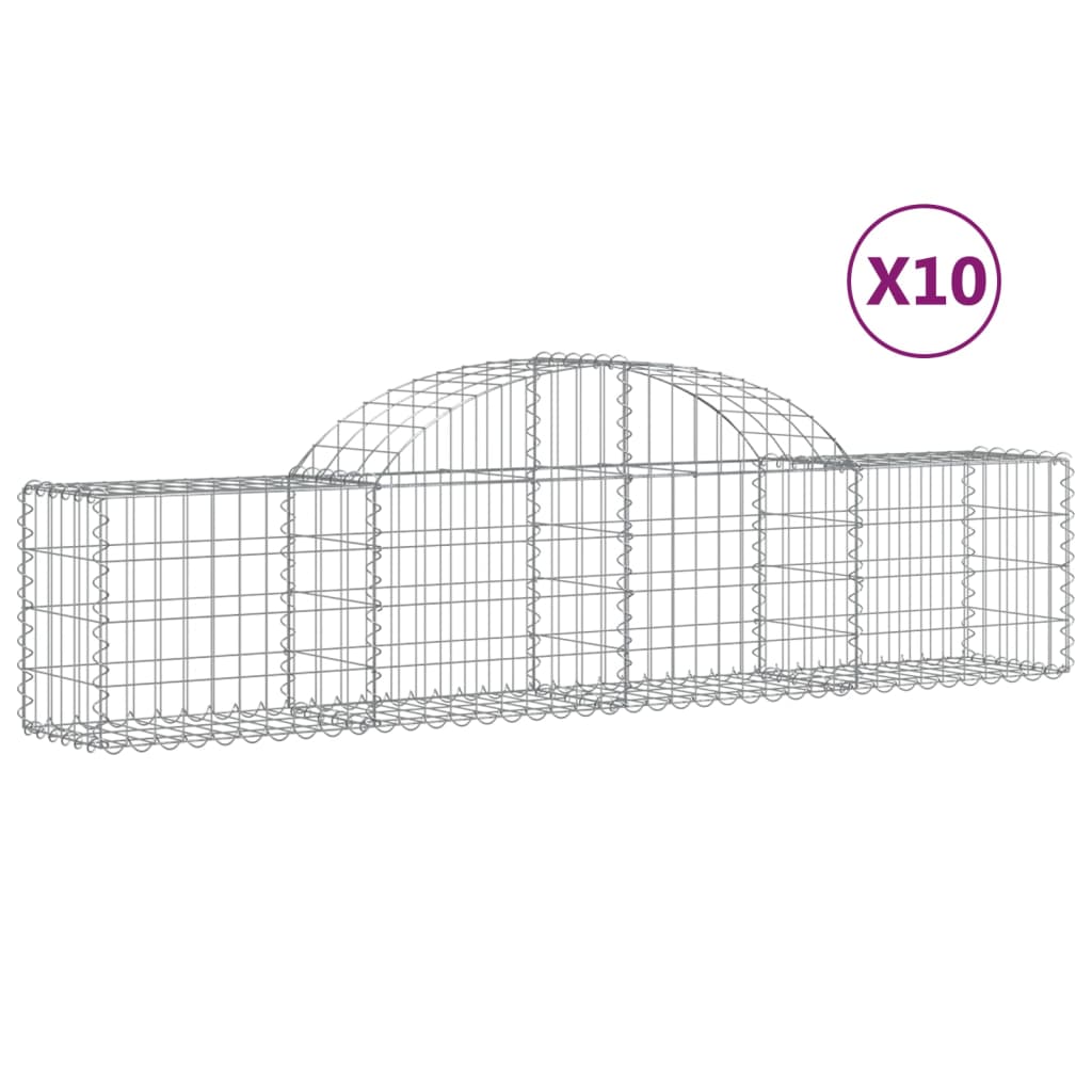 Coșuri gabion arcuite 10 buc, 200x30x40/60 cm, fier galvanizat