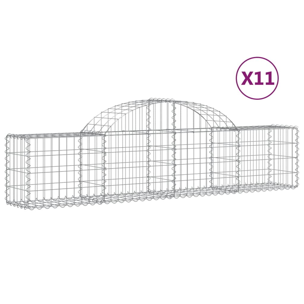 Coșuri gabion arcuite 11 buc, 200x30x40/60 cm, fier galvanizat