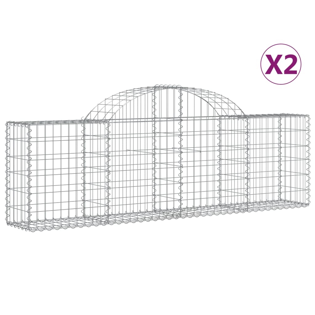 Coșuri gabion arcuite 2 buc, 200x30x60/80 cm, fier galvanizat