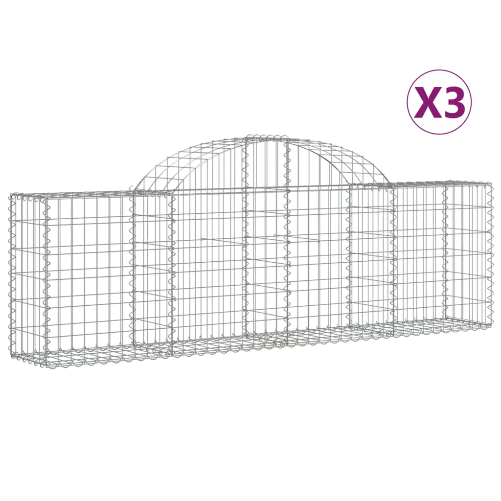 Coșuri gabion arcuite 3 buc, 200x30x60/80 cm, fier galvanizat