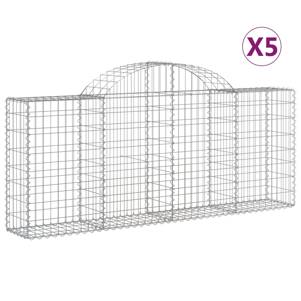 Coșuri gabion arcuite 5 buc, 200x30x80/100cm, fier galvanizat