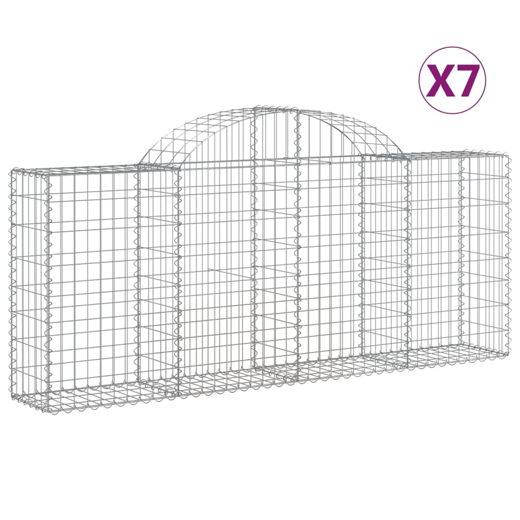 Coșuri gabion arcuite 7 buc, 200x30x80/100cm, fier galvanizat