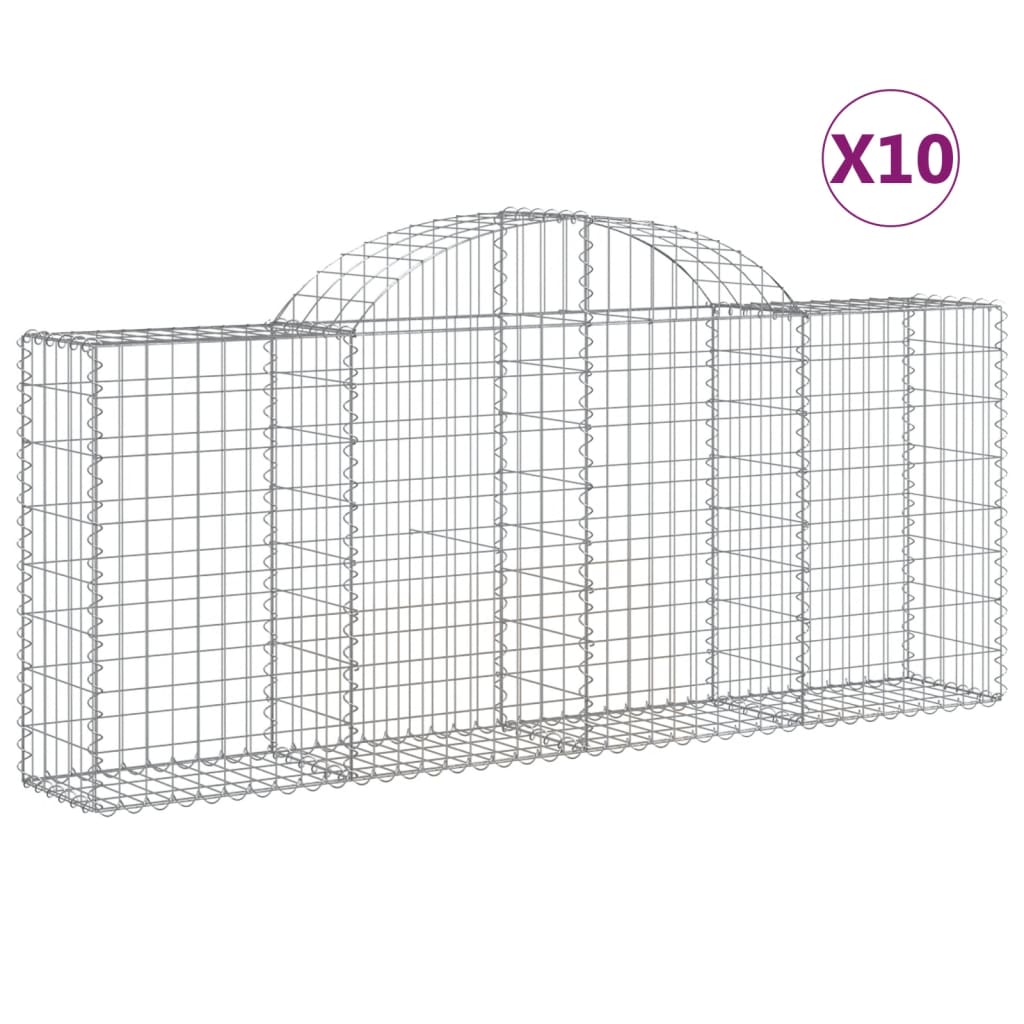 Coșuri gabion arcuite 10 buc, 200x30x80/100cm, fier galvanizat