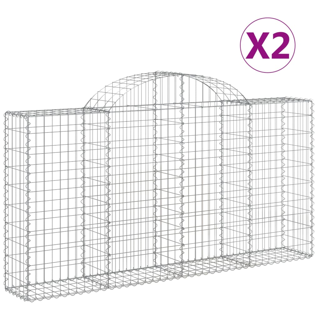 Coșuri gabion arcuite 2 buc, 200x30x100/120 cm fier galvanizat