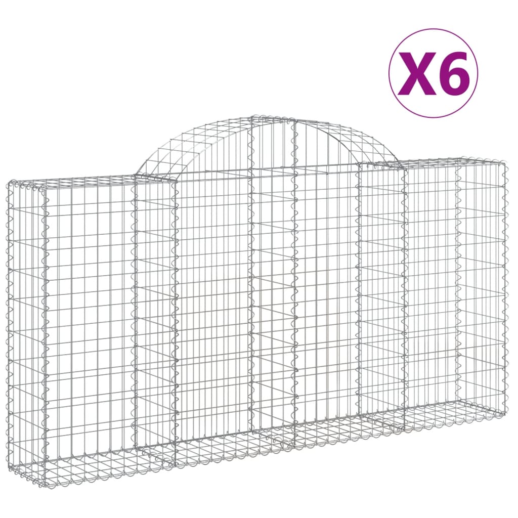 Coșuri gabion arcuite 6 buc, 200x30x100/120 cm fier galvanizat