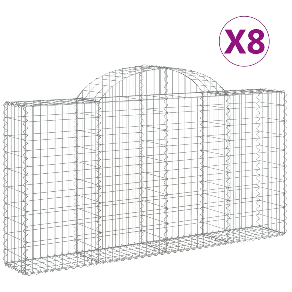 Coșuri gabion arcuite 8 buc, 200x30x100/120 cm fier galvanizat