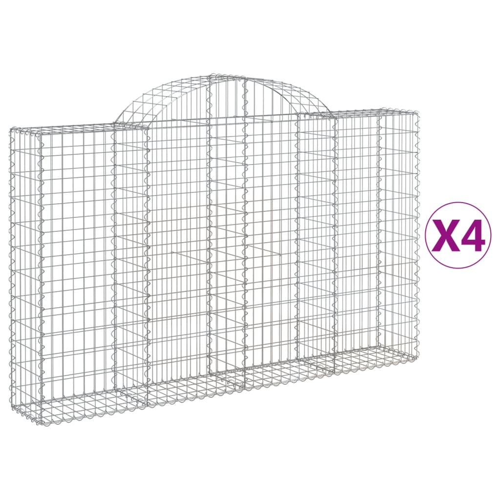 Coșuri gabion arcuite 4 buc, 200x30x120/140 cm, fier galvanizat