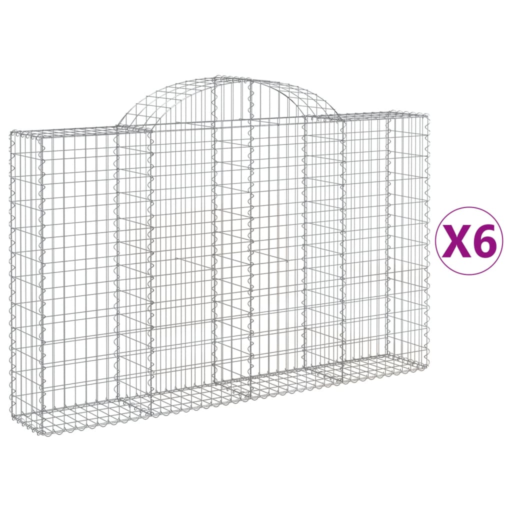 Coșuri gabion arcuite 6 buc, 200x30x120/140 cm, fier galvanizat