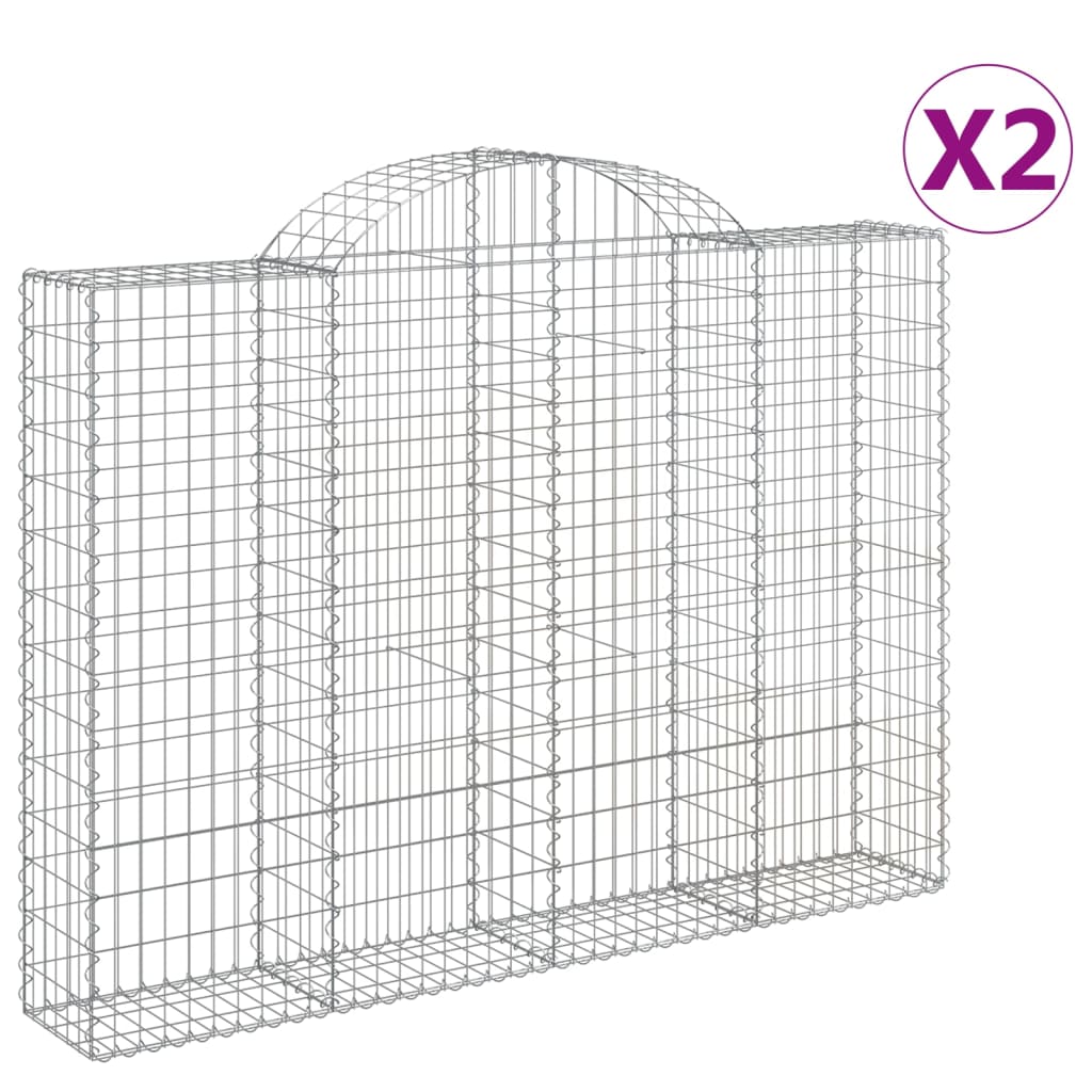 Coșuri gabion arcuite 2 buc, 200x30x140/160cm, fier galvanizat