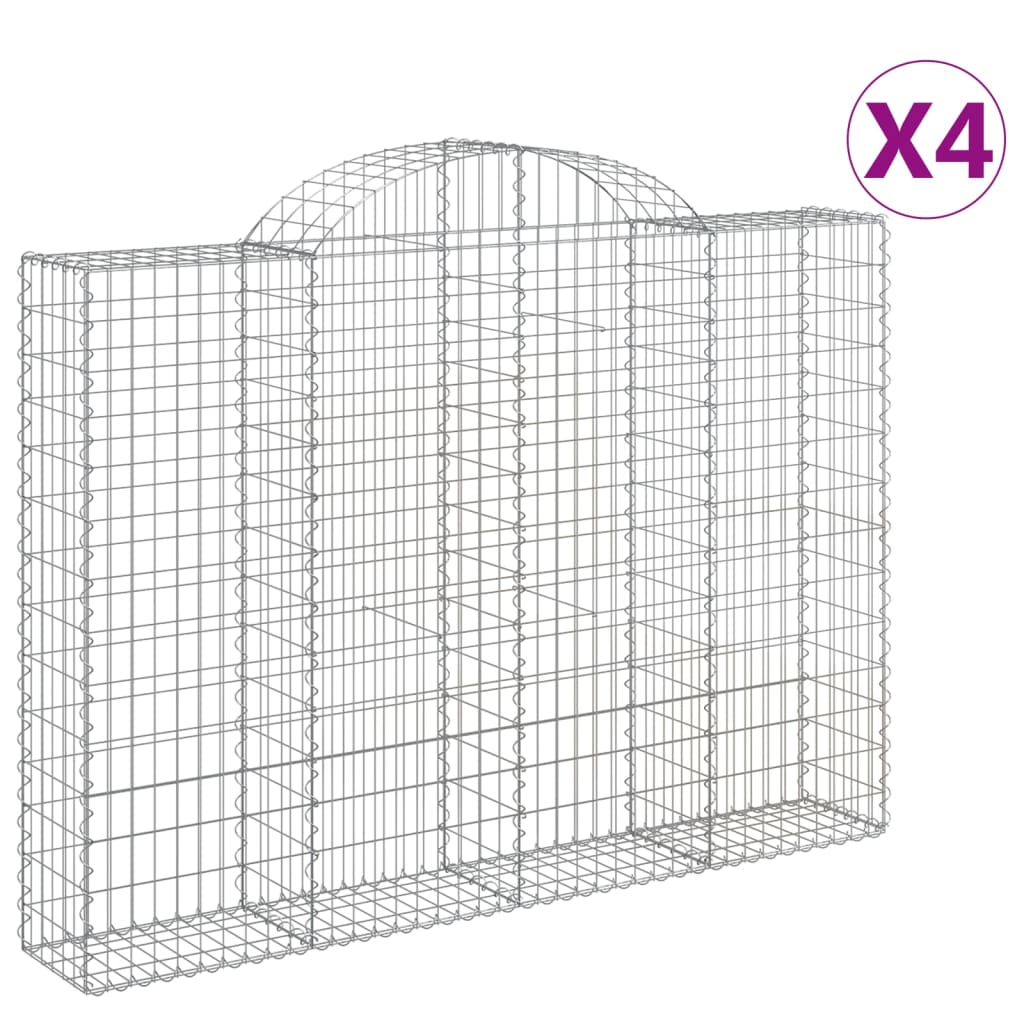 Coșuri gabion arcuite 4 buc, 200x30x140/160cm, fier galvanizat