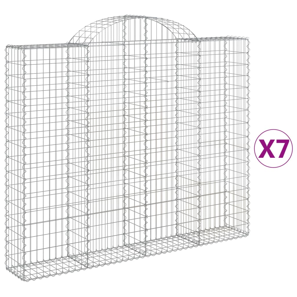 Coșuri gabion arcuite 7 buc, 200x30x160/180 cm, fier galvanizat