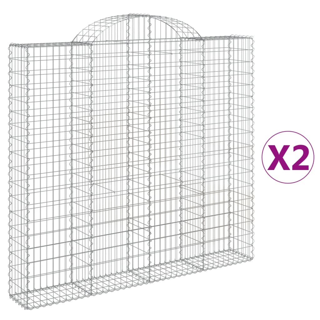 Coșuri gabion arcuite 2 buc, 200x30x180/200cm, fier galvanizat