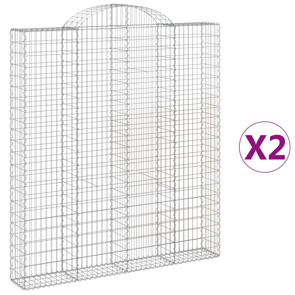 Coșuri gabion arcuite, 2 buc 200x30x220/240cm, fier galvanizat