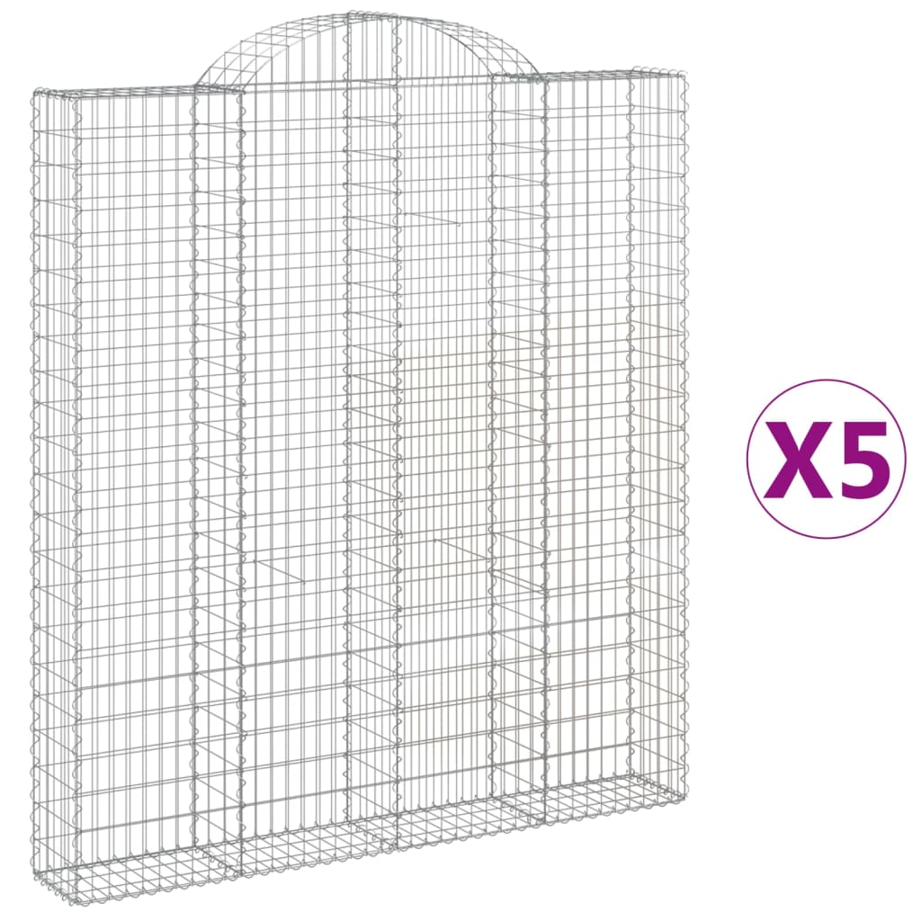 Coșuri gabion arcuite, 5 buc 200x30x220/240cm, fier galvanizat