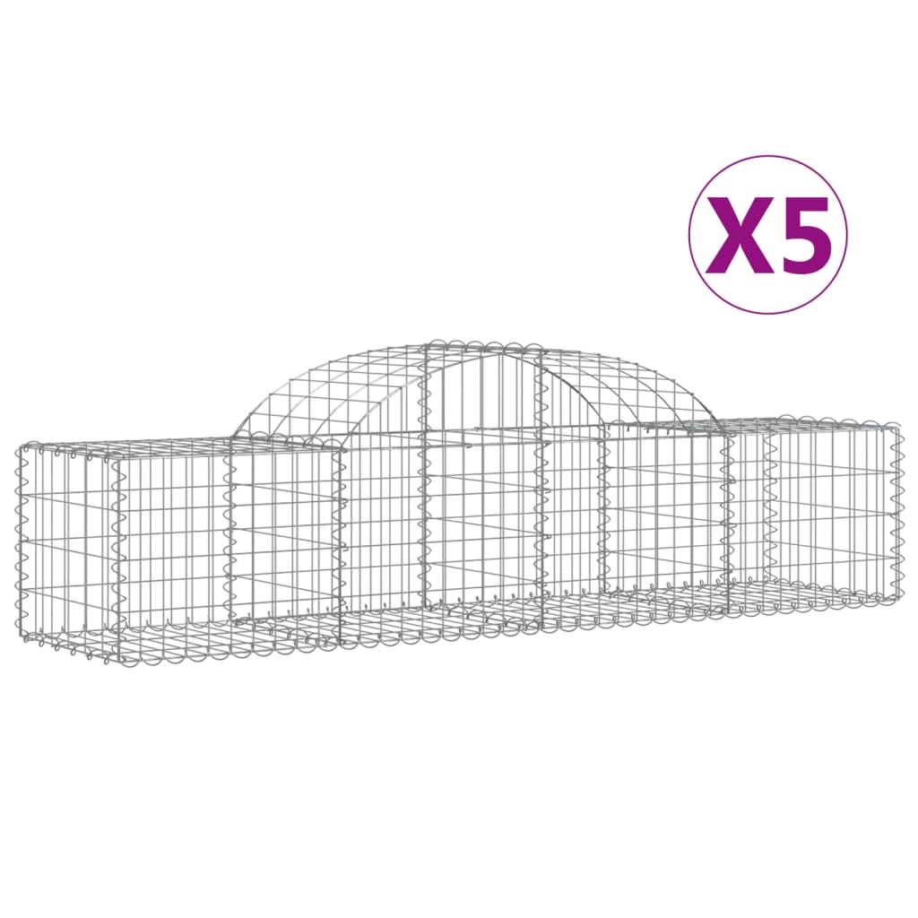 Coșuri gabion arcuite 5 buc, 200x50x40/60 cm, fier galvanizat