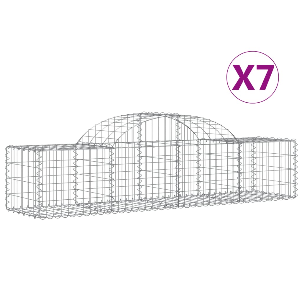 Coșuri gabion arcuite 7 buc, 200x50x40/60 cm, fier galvanizat